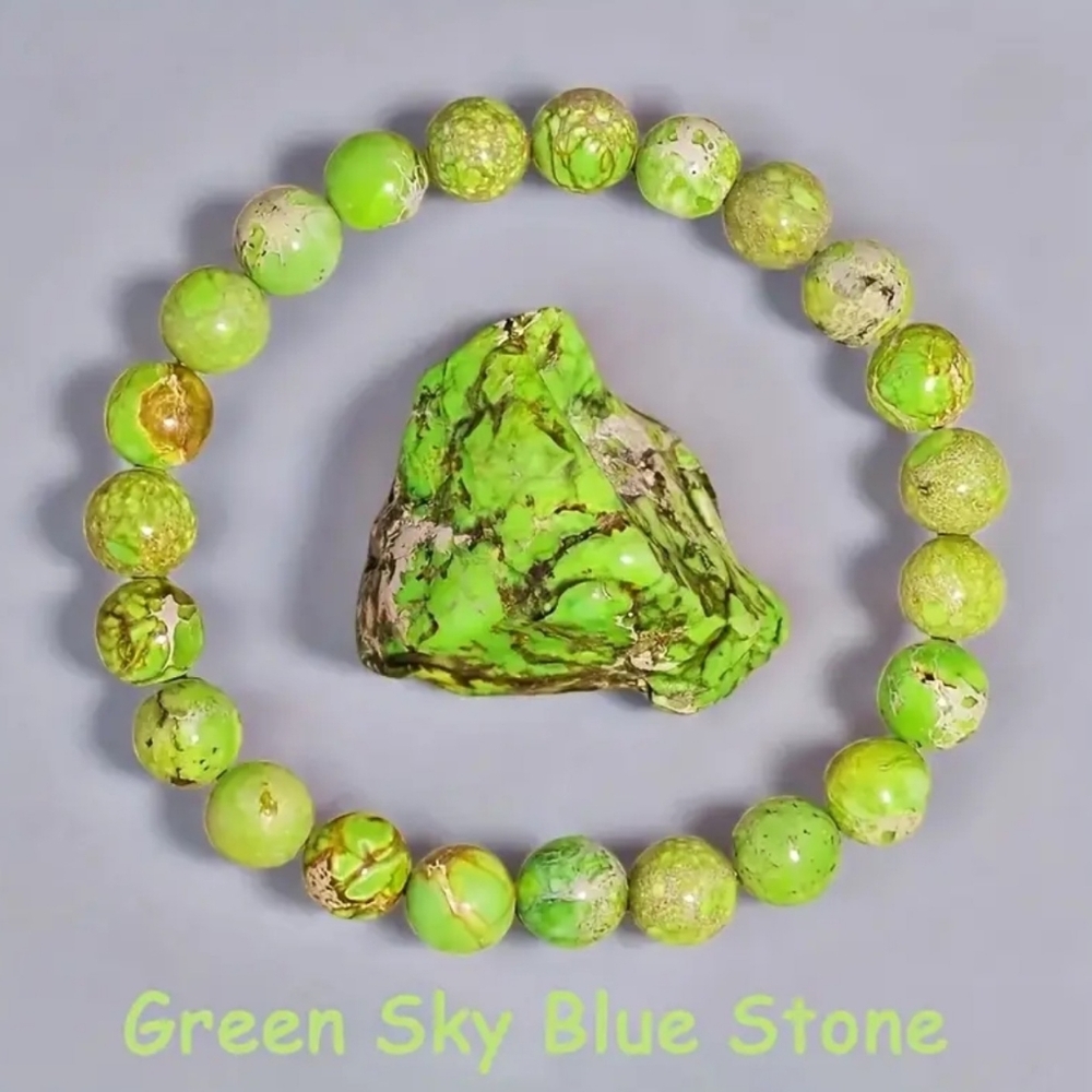 4/$20 #62  Green Sky Blue Stone Bracelet